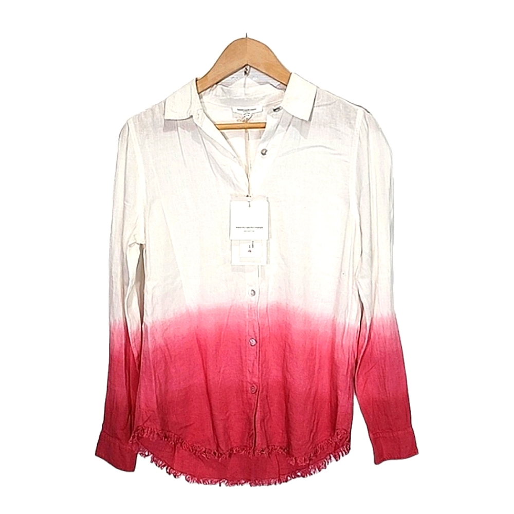 Beachlunchlounge linen blend ombre button down top size XS NWT